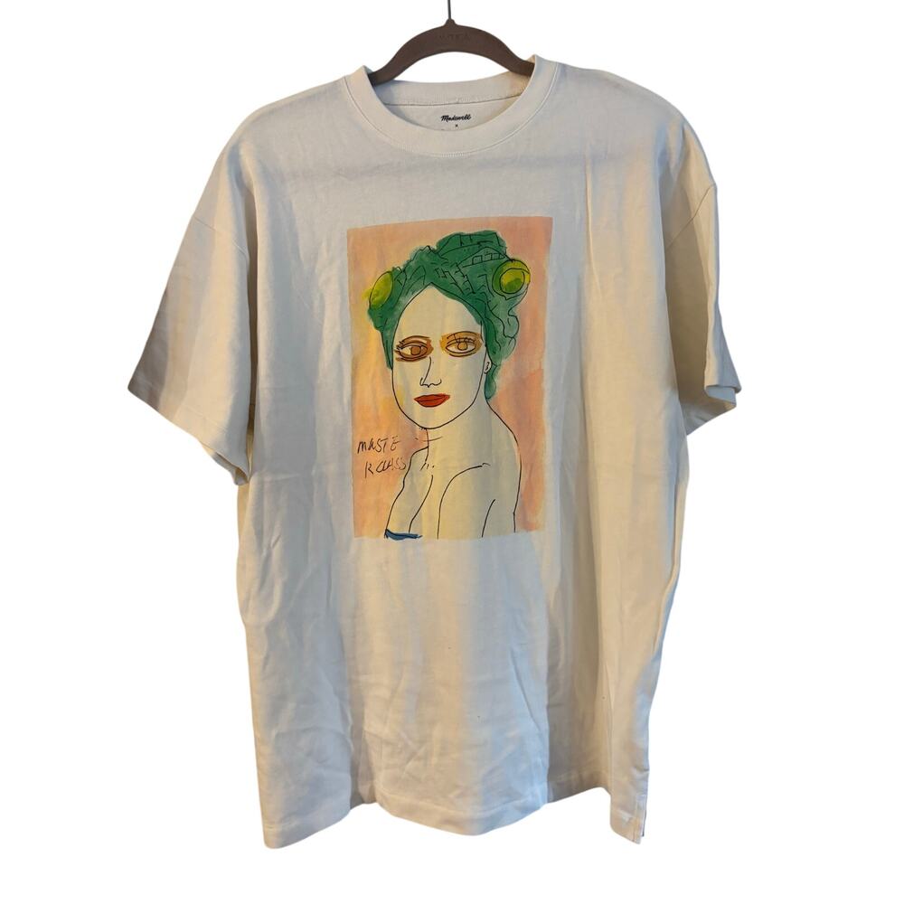 Madewell x Creative Growth Ying Ge Zhou Graphic Ex-Boyfriend Tee Sz S Oversized